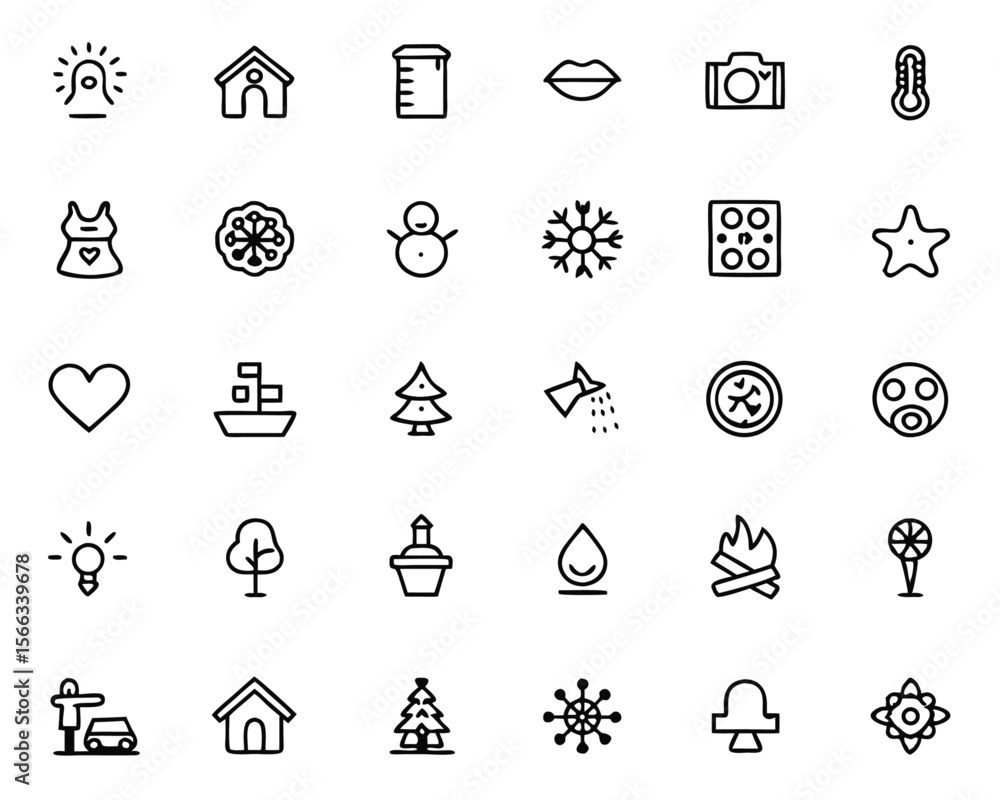 Poster collection of forty minimalist thin line graphic elements for various design applications presented 