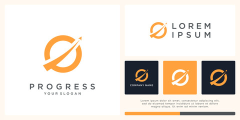 Progress arrow logo design with line circle