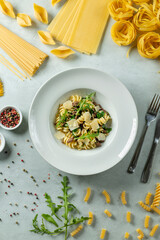 Delicious pasta dish with fresh ingredients and herbs