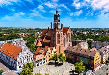 View of Stargard with St. Mary's Church, Poland