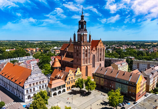 View of Stargard with St. Mary's Church, Poland