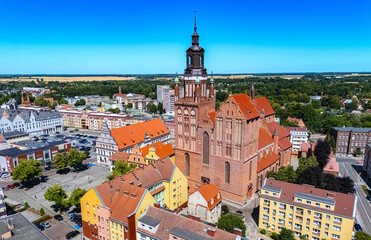 View of Stargard with St. Mary's Church, Poland