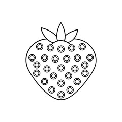 Strawberry coloring book page with oversized fruit and bold seeds Line Art Vector Illustration