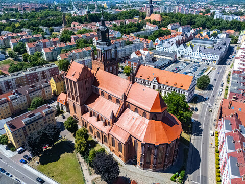 View of Stargard with St. Mary's Church, Poland