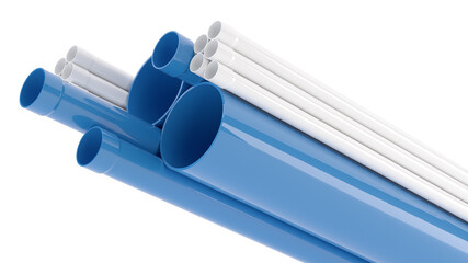 Stack of PVC pipes on transparent background – 3D illustration