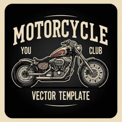 Detailed vector illustration of a motorcycle club design template useful for custom apparel or promotional graphics.