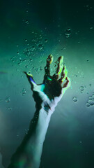 An Ethereal Hand Reaching Out: The Struggle for Air Beneath the Waves in an Enigmatic Underwater...