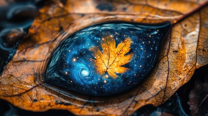 Autumn leaf with cosmic eye