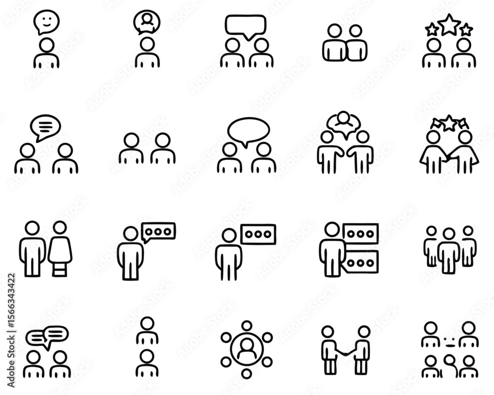 Poster abstract representation of a group of individuals engaged in collaborative dialogue conveying commun