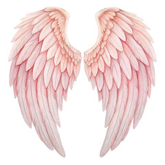 Fototapeta premium Watercolor Angel Wings in Pink and White on Transparent Background