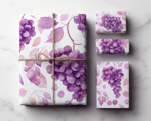 Elegant grape-themed gift packaging design.