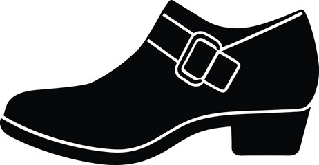 Stylish womens buckle strap low heel shoe silhouette