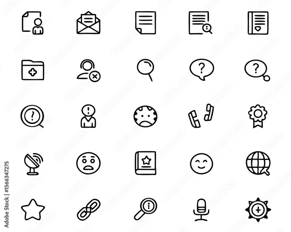 Poster comprehensive collection of essential symbols for customer support frequently asked questions and ge
