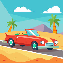 vintage car on the beach