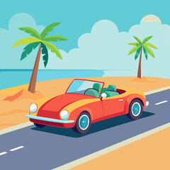 retro car on the beach