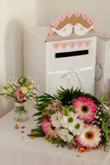 Wedding Card Box with Floral Bouquet Arrangement
