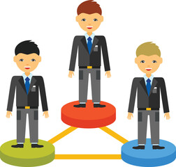 Illustration of Business Team Hierarchy and Network Connection Between Professionals