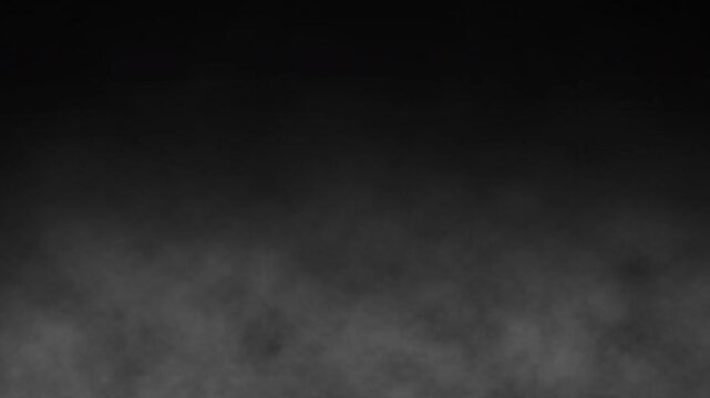 Smoke effect on black background. Animated fog floating Loop. Slow steam motion graphic. Smoke rises with endless repetitive motion. 4K