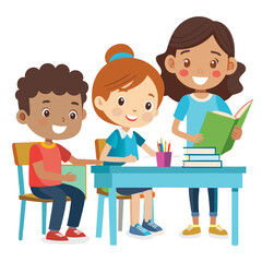 children reading a book