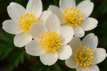 White Daffodils in Full Bloom on a Green Backdrop