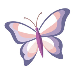 Elegant Pastel Butterfly Icon in Flat Vector Style