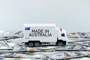 Truck and boxes with the inscription made in Australia.