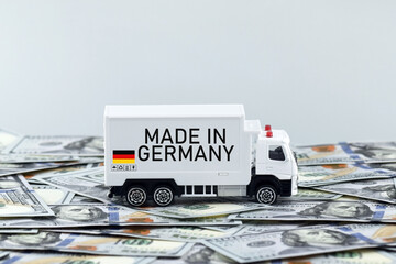 Truck and boxes with the inscription made in Germany.