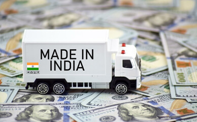 Truck and boxes with the inscription made in India.