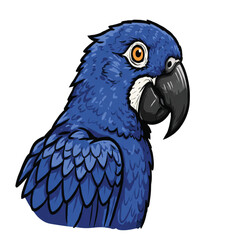 Obraz premium Blue Parrot Cartoon Vector – Hyacinth Macaw Clipart, Tropical Bird Illustration for Stickers, T-Shirts, Posters, Animal Art and Exotic Wildlife Designs