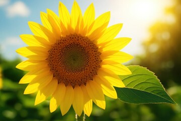 Obraz premium A Sunflower Basking in the Golden Glow of a Summer Day