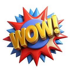 Fototapeta premium Golden wow text with starburst explosion isolated on white background