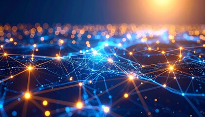 A visual representation of interconnected data networks and digital connections. This image evokes the concepts of innovation, technological advancement, and the flow of information