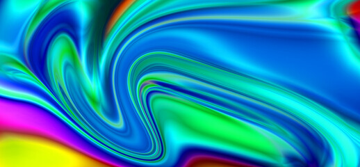 Abstract Vibrant Swirling Liquid Neon Blue Green Rainbow Gradient Background Texture
