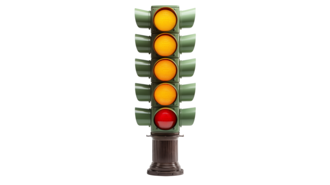 Classic racing starting lights shine brightly  isolated on transparent background