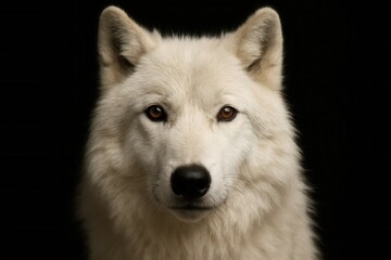 Obraz premium A white wolf gazes into the abyss