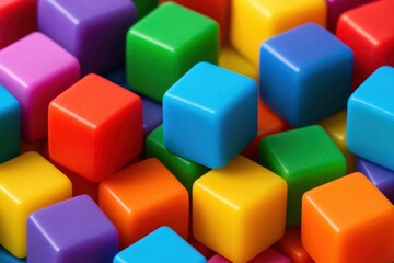 Obraz premium A vibrant array of colorful plastic cubes in a playful, abstract composition