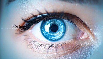 Fototapeta premium A close-up image of a strikingly blue eye with futuristic design