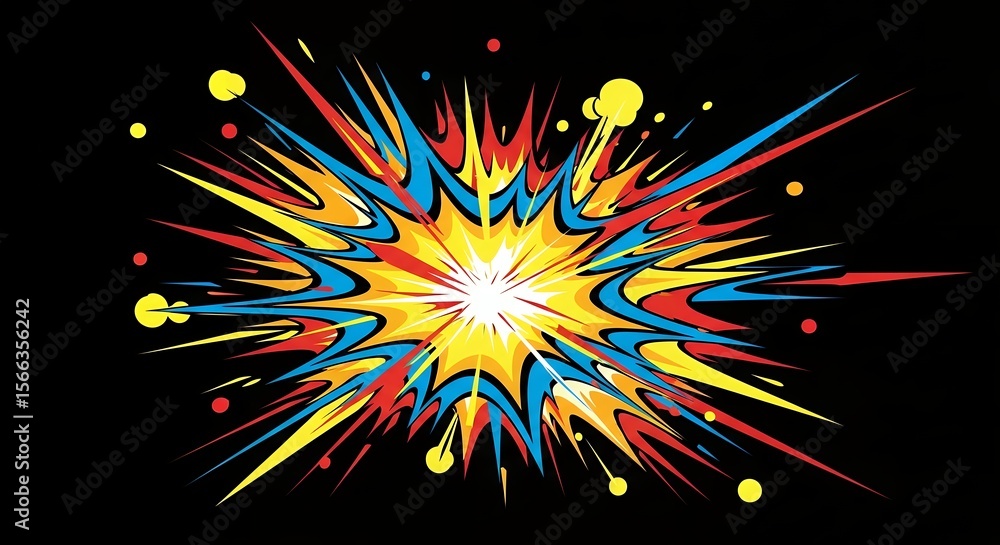 Poster dynamic abstract colorful starburst explosion graphic element vector illustration bright vibrant ene