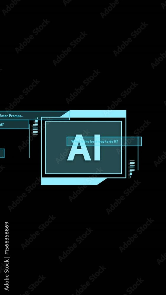Poster animation of ai data processing over black background