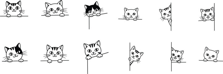 Adorable Kittens Peeking A Collection of Cute Cat Illustrations