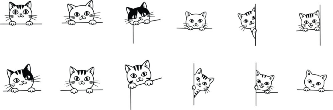 Adorable Kittens Peeking A Collection of Cute Cat Illustrations