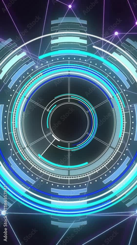 Poster animation of scope scanning and connections on black background