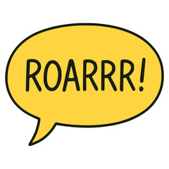 speech bubble roarrr text flat color vector illustration template design