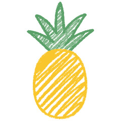scribble crayon pineapple fruit hand drawn flat color vector illustration template design