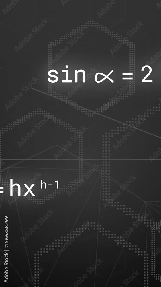 Poster animation of scientific data processing over dark background