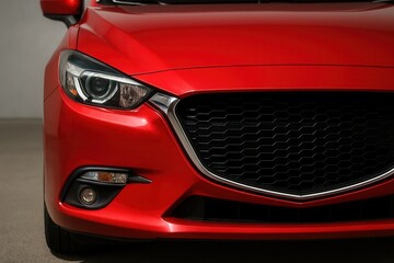 A Close-Up of a Red Sports Car's Grille