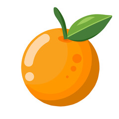 Fresh Orange Fruit Illustration with Leaf - Vector Clipart