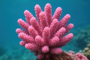 A vibrant pink coral thrives in the depths of the ocean, its intricate structure a testament to nature's artistry