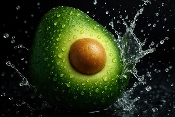 A Vibrant Avocado Splashes in Water