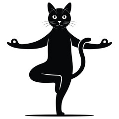 Yoga Poses with Cats in Silhouette
